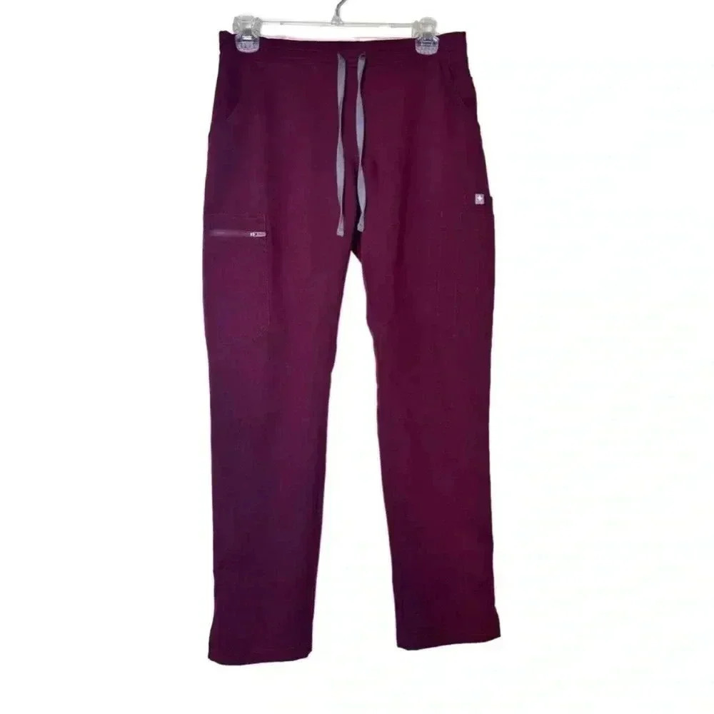 Figs Scrub Pants Maroon Cargo Pockets Straight Size XS